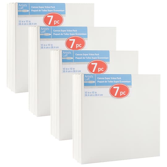Michaels, 4 Packs: 7 ct. (28 total) 12" x 12" Super Value Canvas by Artist's Loft® – Category: Stretched Canvas